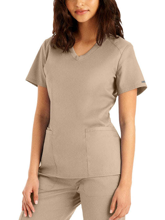 Women's 3-Pocket V-Neck Top - LT105 - Sandstone