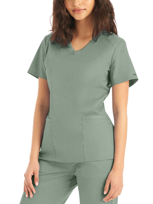 Women's 3-Pocket V-Neck Top - LT105 - Sea Grass