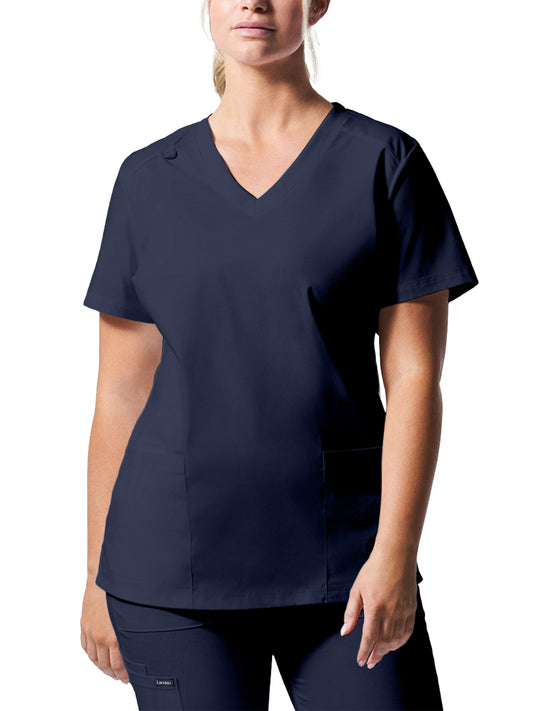 Women's 3-Pocket V-Neck Top - LT105 - True Navy