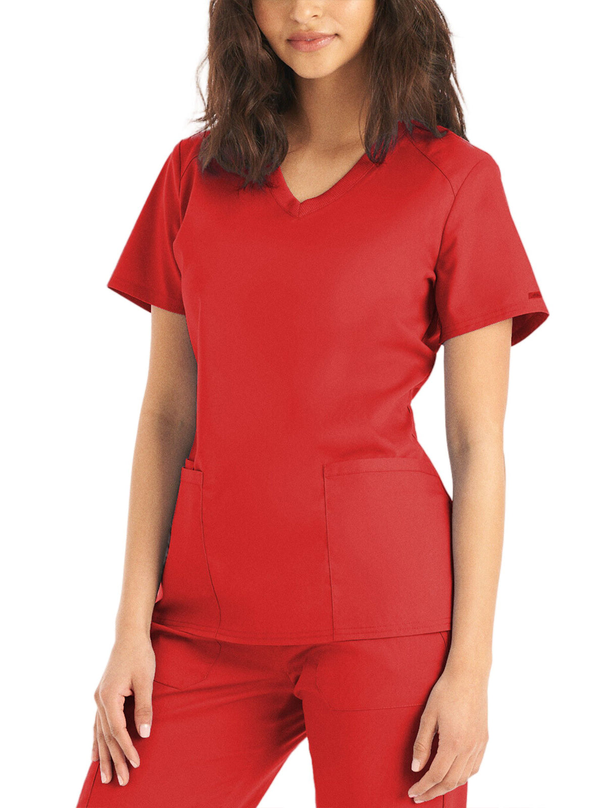 Women's 3-Pocket V-Neck Top - LT105 - True Red