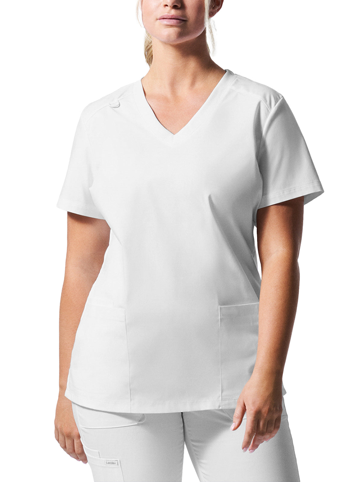 Women's 3-Pocket V-Neck Top - LT105 - White