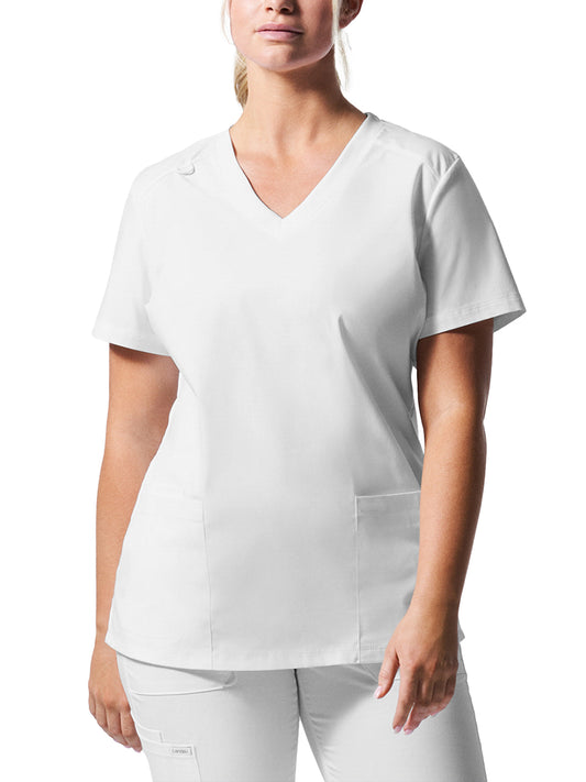 Women's 3-Pocket V-Neck Top - LT105 - White