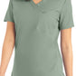 Women's 2-Pocket Back Princess Seamed V-Neck Top - LT107 - Sea Grass