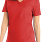 Women's 2-Pocket Back Princess Seamed V-Neck Top - LT107 - True Red
