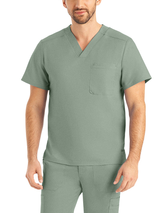 Men's 2-Pocket Tuckable V-Neck Top - LT108 - Sea Grass