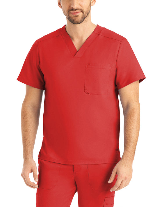 Men's 2-Pocket Tuckable V-Neck Top - LT108 - True Red