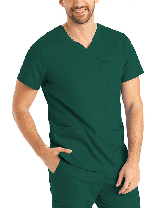 Men's 4-Pocket Back Yoke V-Neck Top - LT109 - Hunter