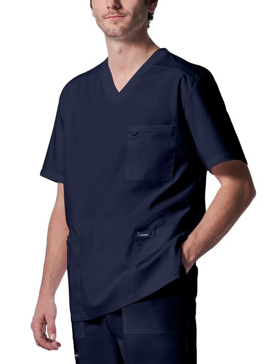 Men's 4-Pocket Back Yoke V-Neck Top - LT109 - True Navy