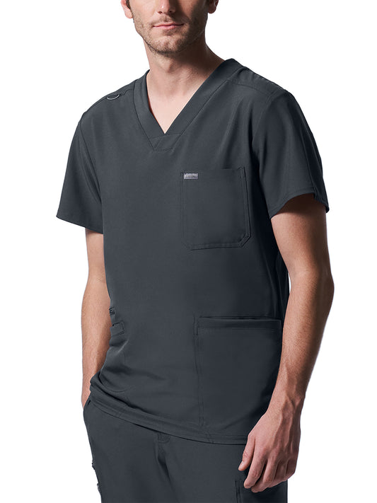 Men's 4-Pocket Back Yoke V-Neck Top - LT110 - Pewter