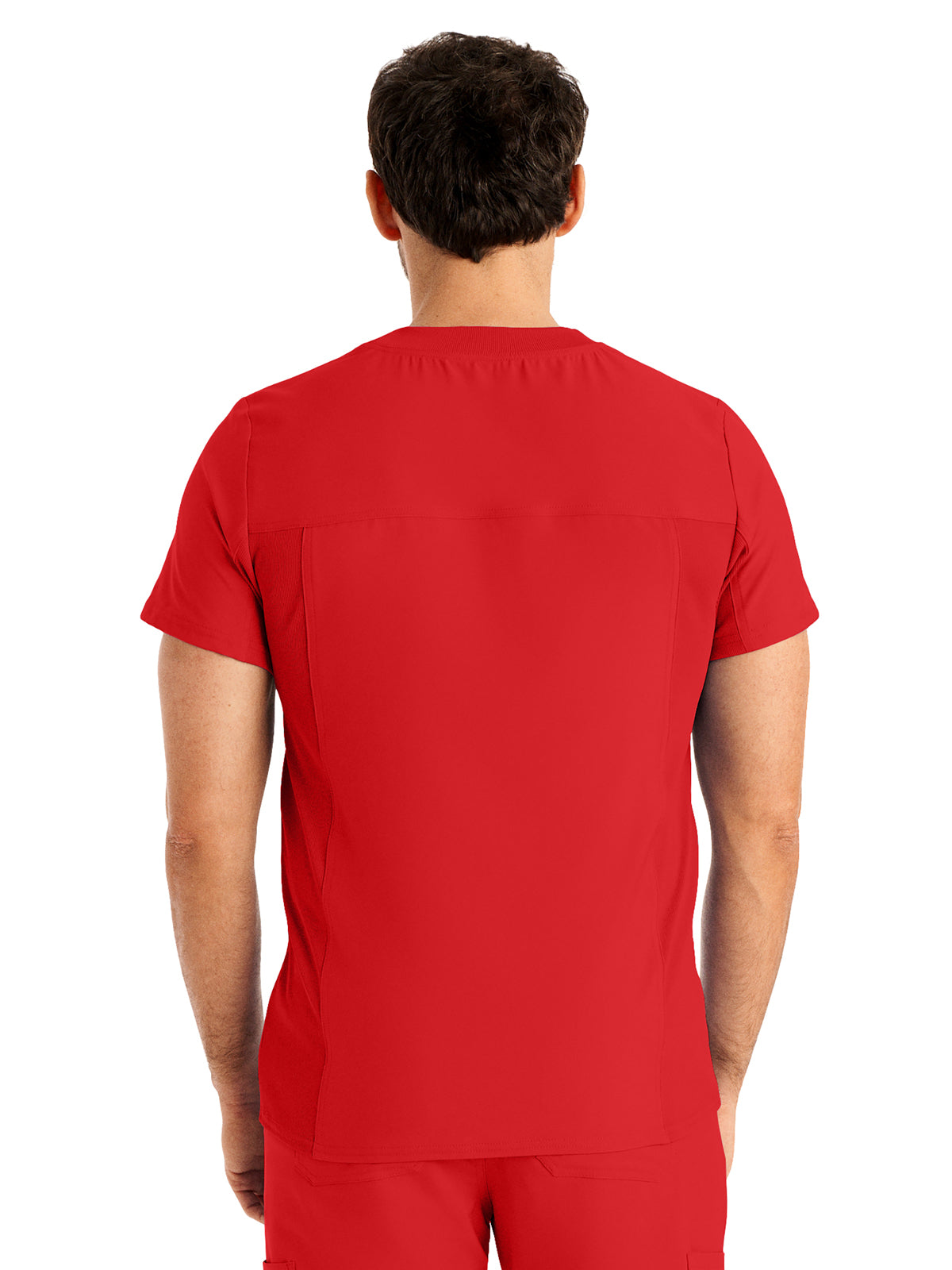 Men's 4-Pocket Back Yoke V-Neck Top - LT110 - Red
