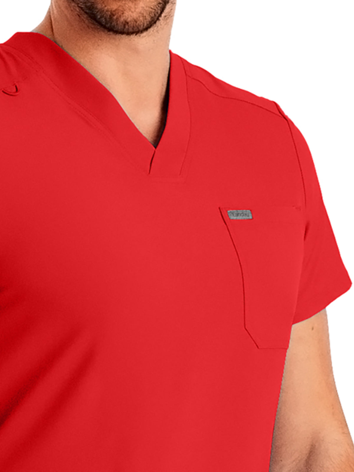 Men's 4-Pocket Back Yoke V-Neck Top - LT110 - Red
