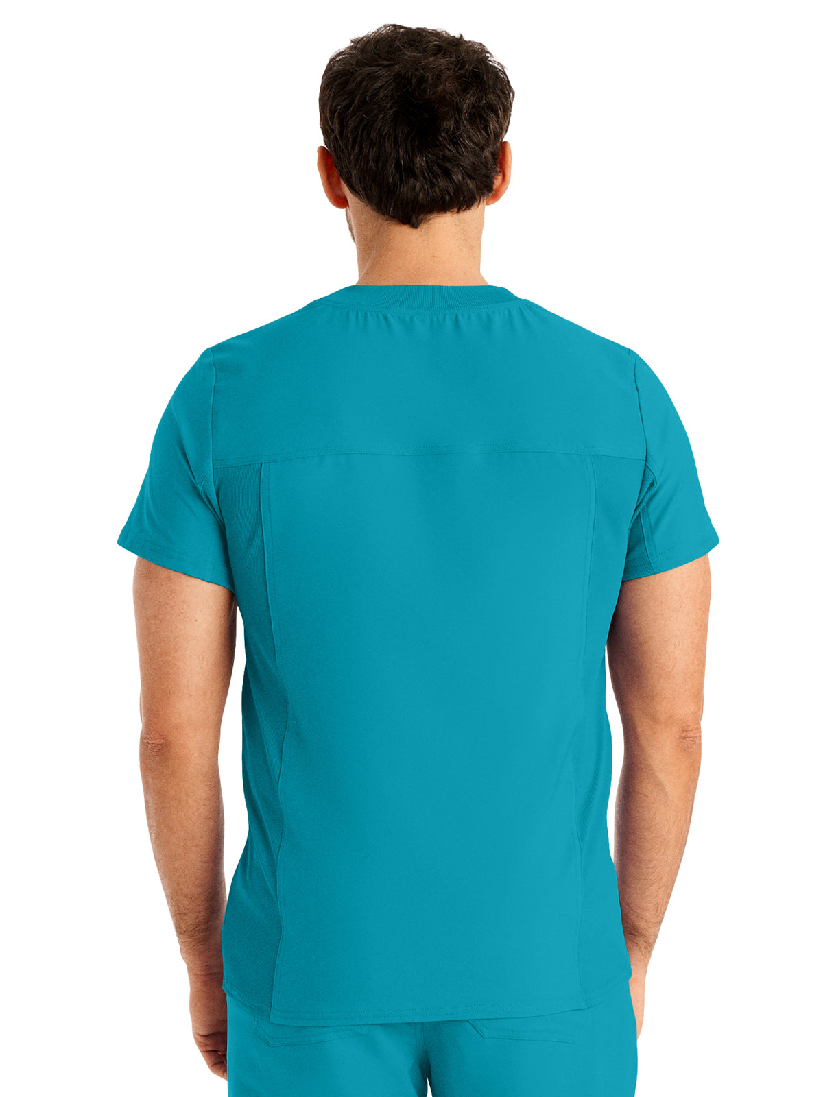 Men's 4-Pocket Back Yoke V-Neck Top - LT110 - Teal