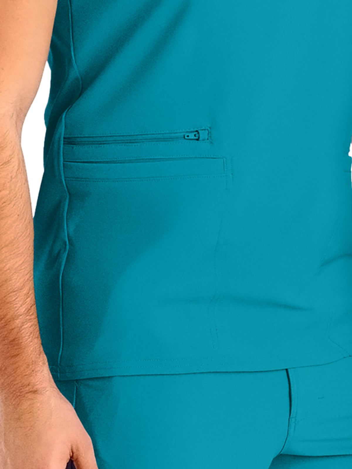 Men's 4-Pocket Back Yoke V-Neck Top - LT110 - Teal