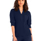 Women's 3-Pocket Y-Neck Top - LT114 - Navy