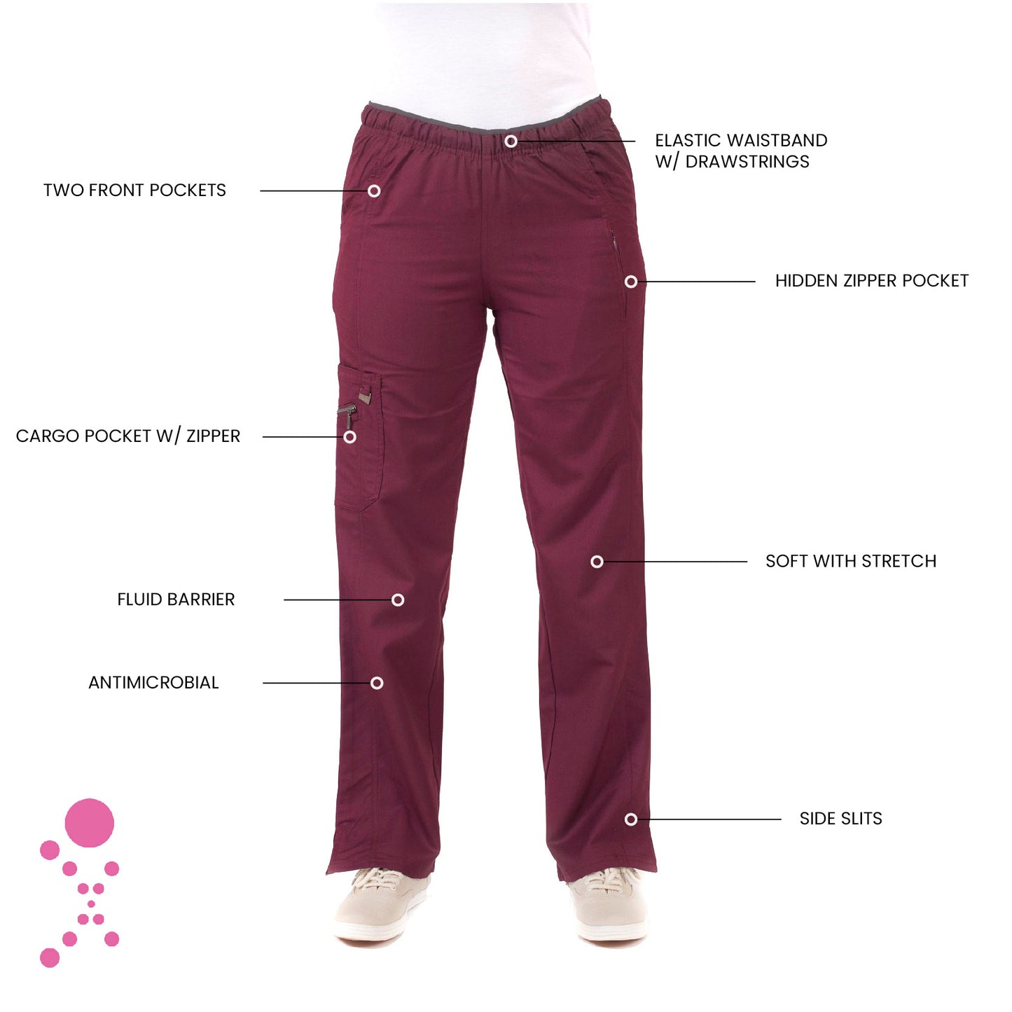 Women's Fashion Cargo Pant - 1320 - Wine