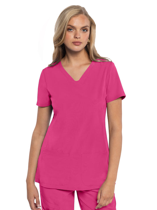 Women's 3-Pocket V-Neck Top - 702 - Pink Power