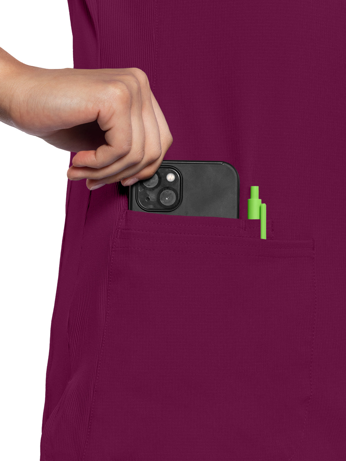 Women's 3-Pocket V-Neck Top - 702 - Wine