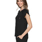 Women's 1-Pocket Lettuce-Edged Top - 706 - Black