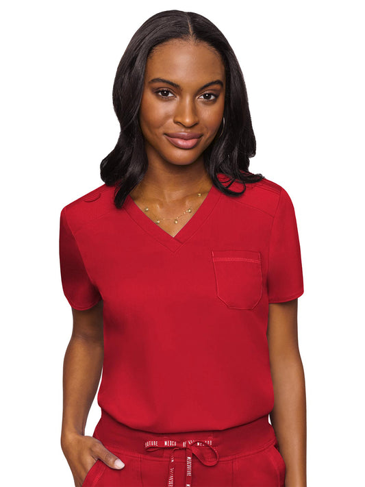 Women's 1-Pocket V-Neck Top - 7448 - Red