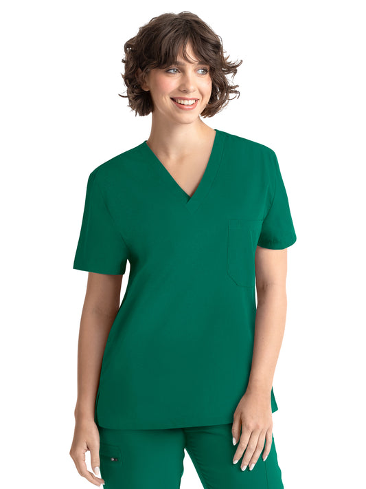 Unisex 1-Pocket V-Neck Top - 10101 - Hunter