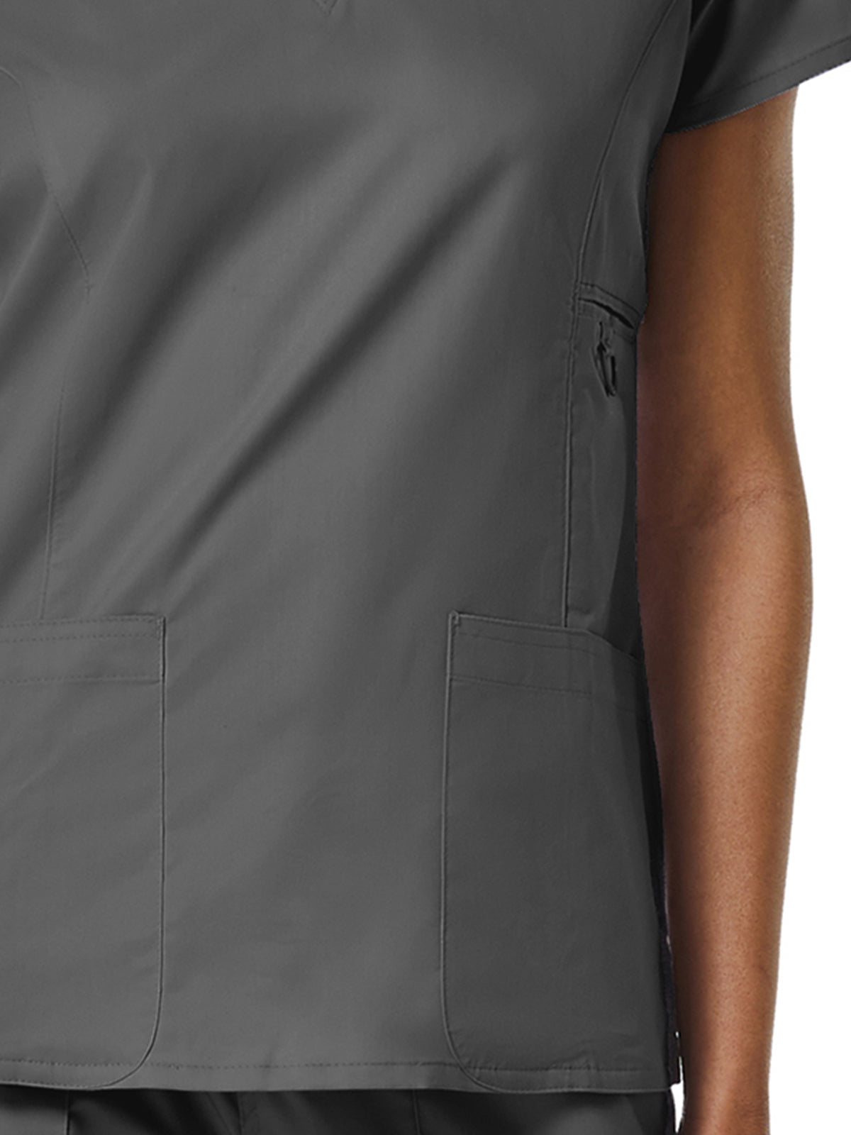Women's Four-Pocket V-Neck Top - 1708 - Charcoal