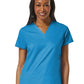 Women's Four-Pocket V-Neck Top - 1708 - Malibu Blue