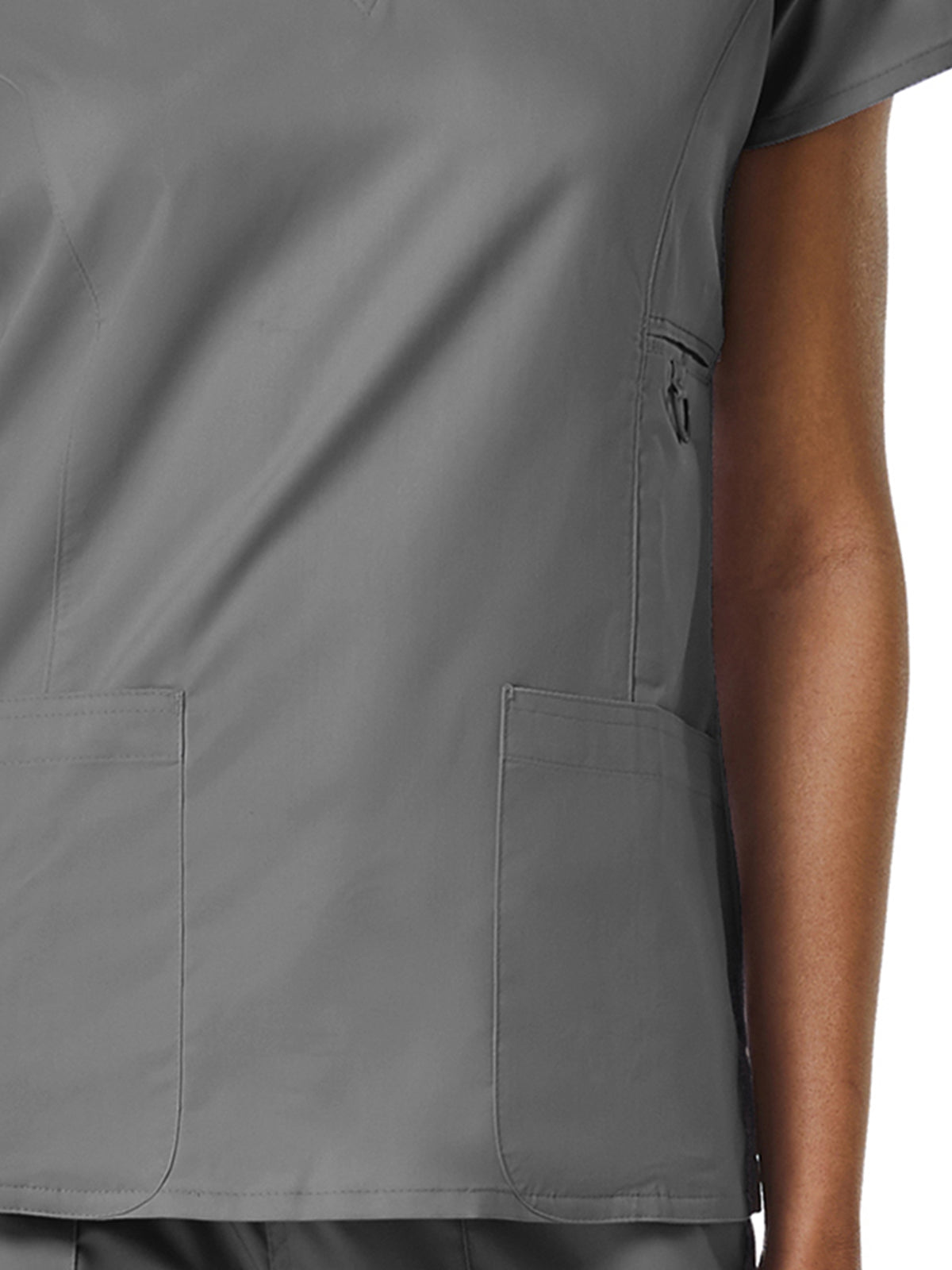Women's Four-Pocket V-Neck Top - 1708 - Pewter