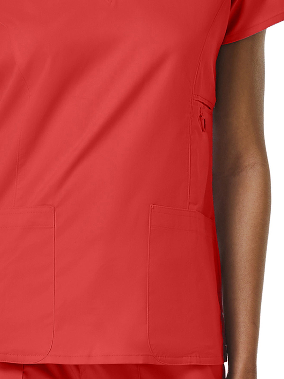 Women's Four-Pocket V-Neck Top - 1708 - Red