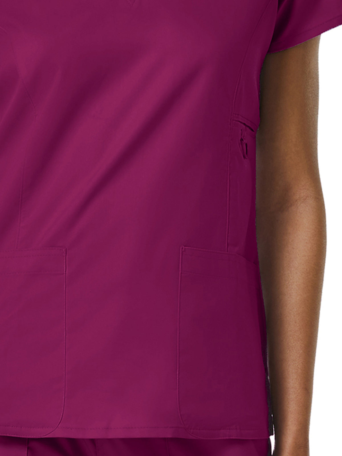 Women's Four-Pocket V-Neck Top - 1708 - Wine