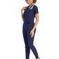 Women's Three-Pocket V-Neck Tuck In Top - 20301 - Navy