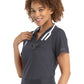 Women's Three-Pocket V-Neck Tuck In Top - 20301 - Pewter