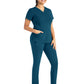 Women's Two-Pocket Tulip-Neck Top - 20302 - Caribbean Blue