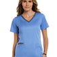Women's Three-Pocket Heather Neck Band Top - 3502 - Ceil Blue