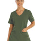 Women's Two-Pocket Knit V-neck Top - 3902 - Olive