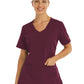 Women's Two-Pocket Knit V-neck Top - 3902 - Wine