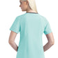 Women's Three-Pocket Contrast Stitching V-Neck Top - 4510 - Aruba Blue