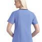 Women's Three-Pocket Contrast Stitching V-Neck Top - 4510 - Ceil Blue