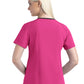 Women's Three-Pocket Contrast Stitching V-Neck Top - 4510 - Hot Pink