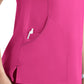 Women's Three-Pocket Contrast Stitching V-Neck Top - 4510 - Hot Pink