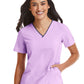 Women's Three-Pocket Contrast Stitching V-Neck Top - 4510 - Orchid Bouquet