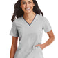 Women's Three-Pocket Contrast Stitching V-Neck Top - 4510 - Quiet Grey