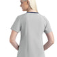 Women's Three-Pocket Contrast Stitching V-Neck Top - 4510 - Quiet Grey