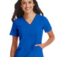 Women's Three-Pocket Contrast Stitching V-Neck Top - 4510 - Royal Blue