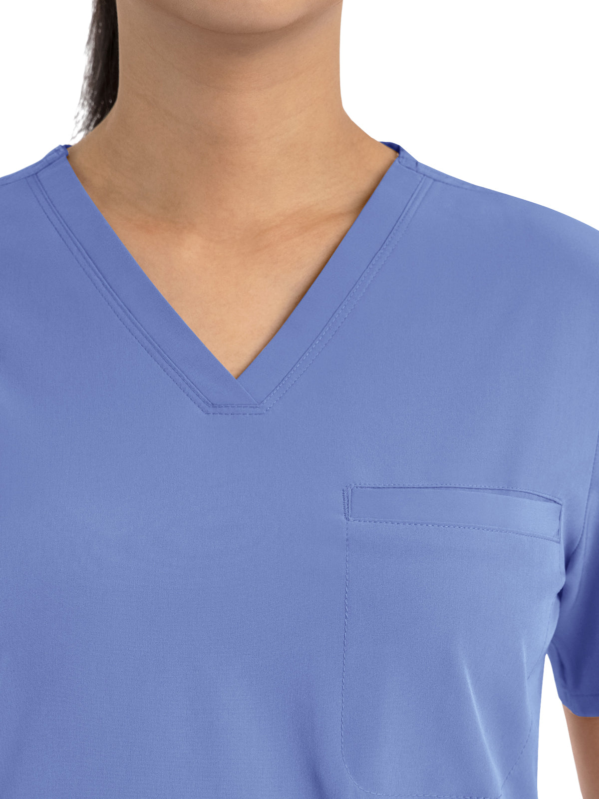 Women's One-Pocket V-Neck Tuck-In Top - 4530 - Ceil Blue