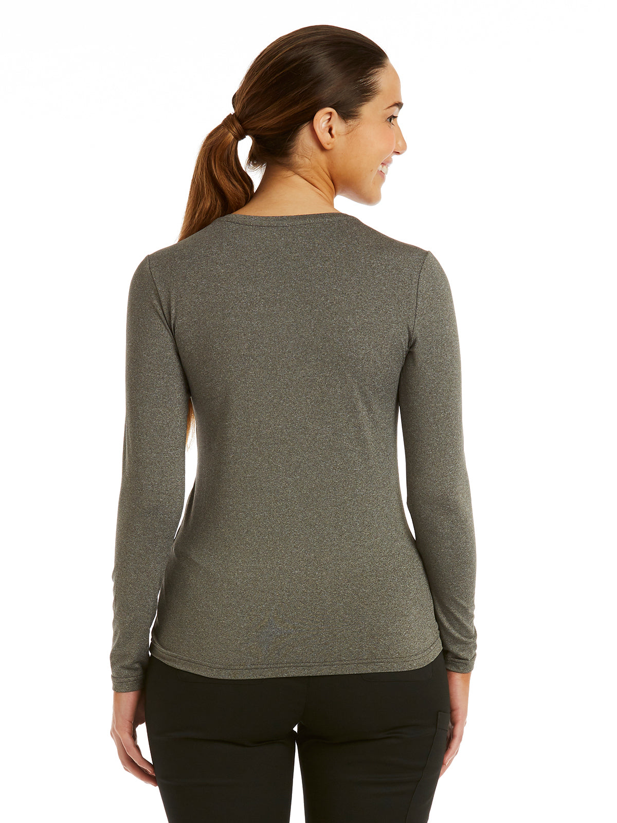 Women's Basic Long Sleeve Underscrub Tee - 6909 - Heather Grey