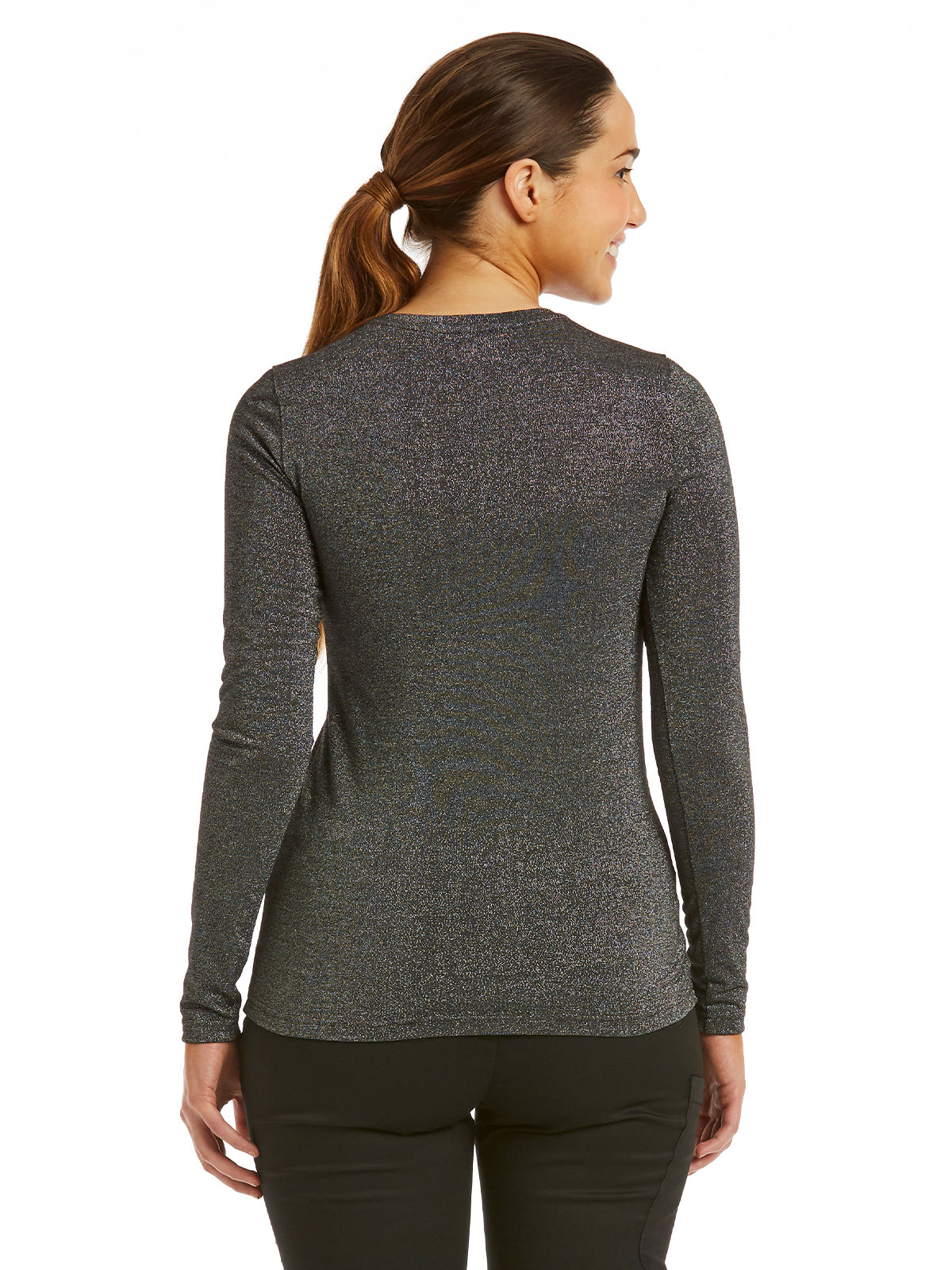 Women's Basic Long Sleeve Underscrub Tee - 6909 - Metallic Silver