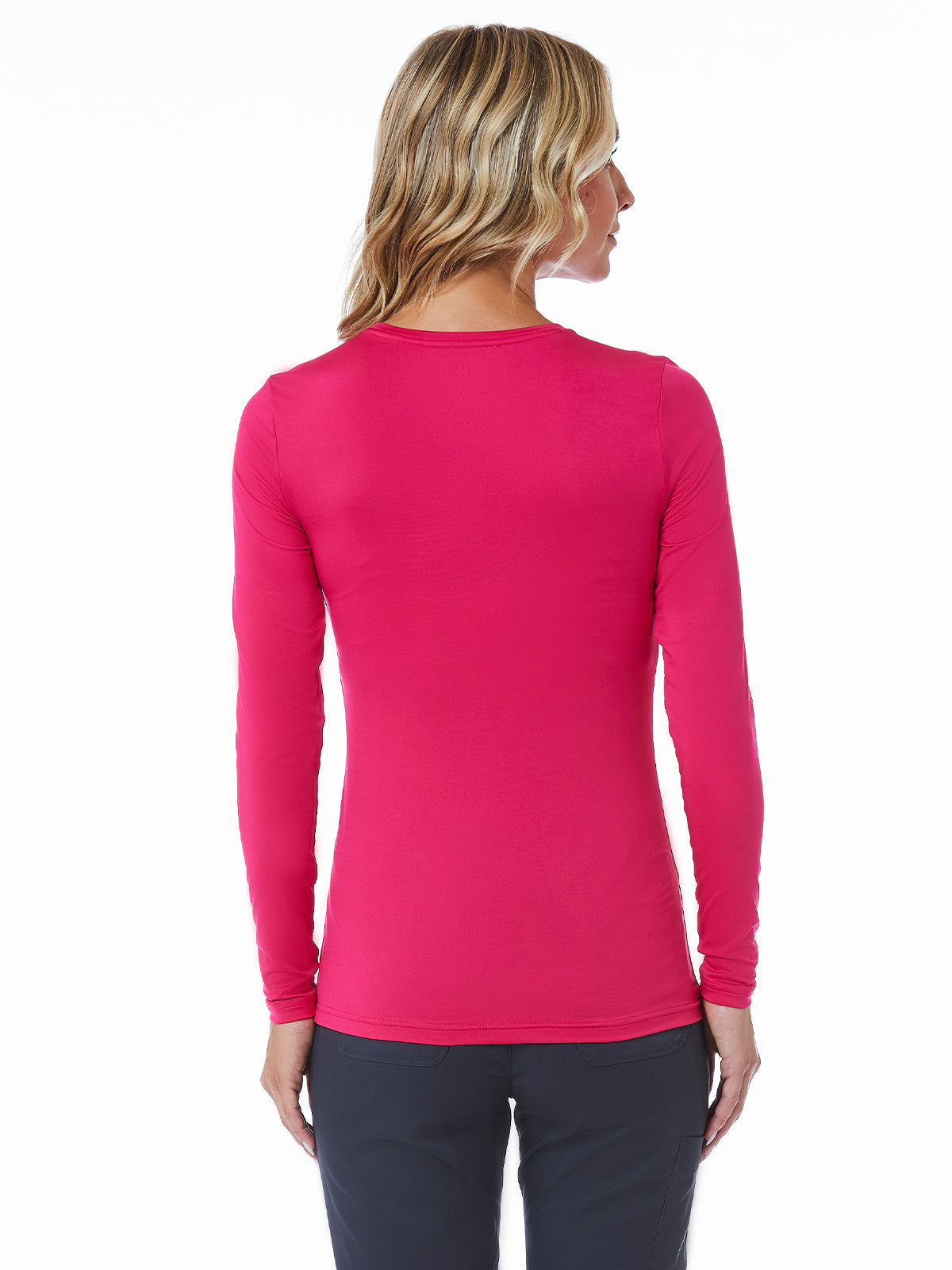 Women's Basic Long Sleeve Underscrub Tee - 6909 - Pink Peacock
