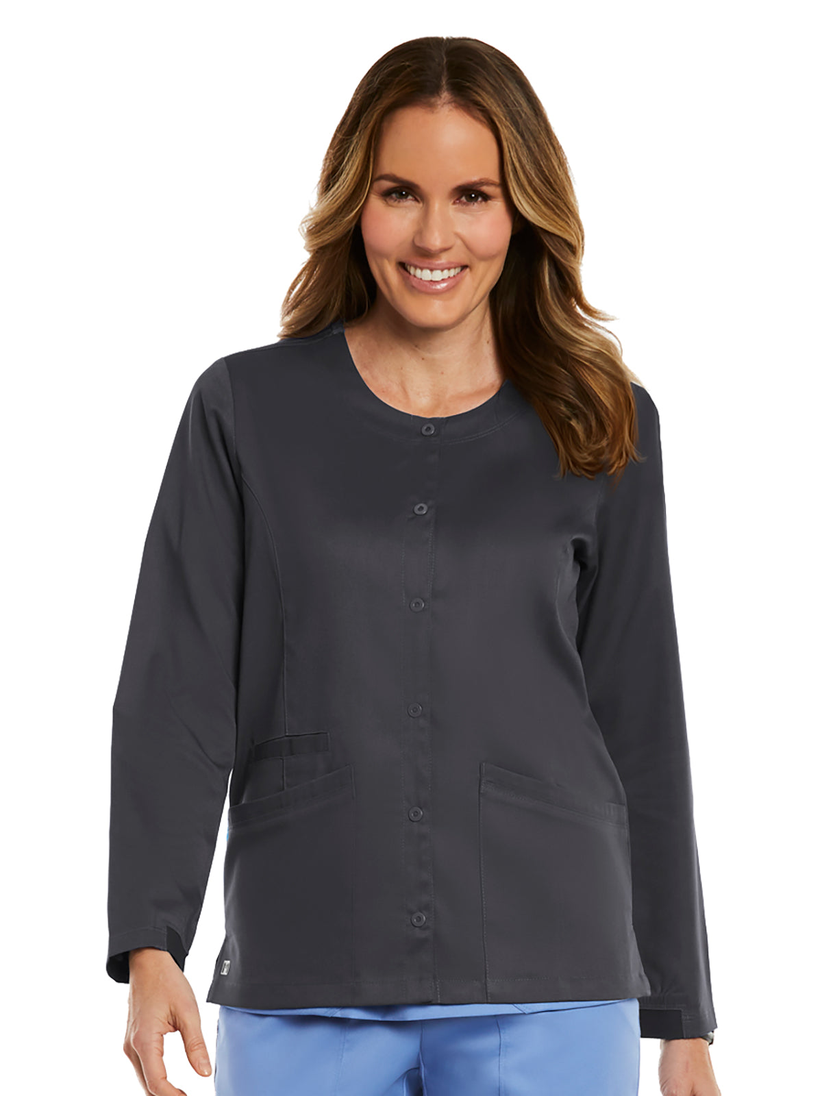 Women's Three-Pocket Round Neck Jacket - 7701 - Pewter