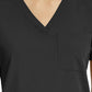 Women's Fitted One-Pocket V-Neck Top - SJ101 - Black