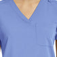 Women's Fitted One-Pocket V-Neck Top - SJ101 - Ciel Blue